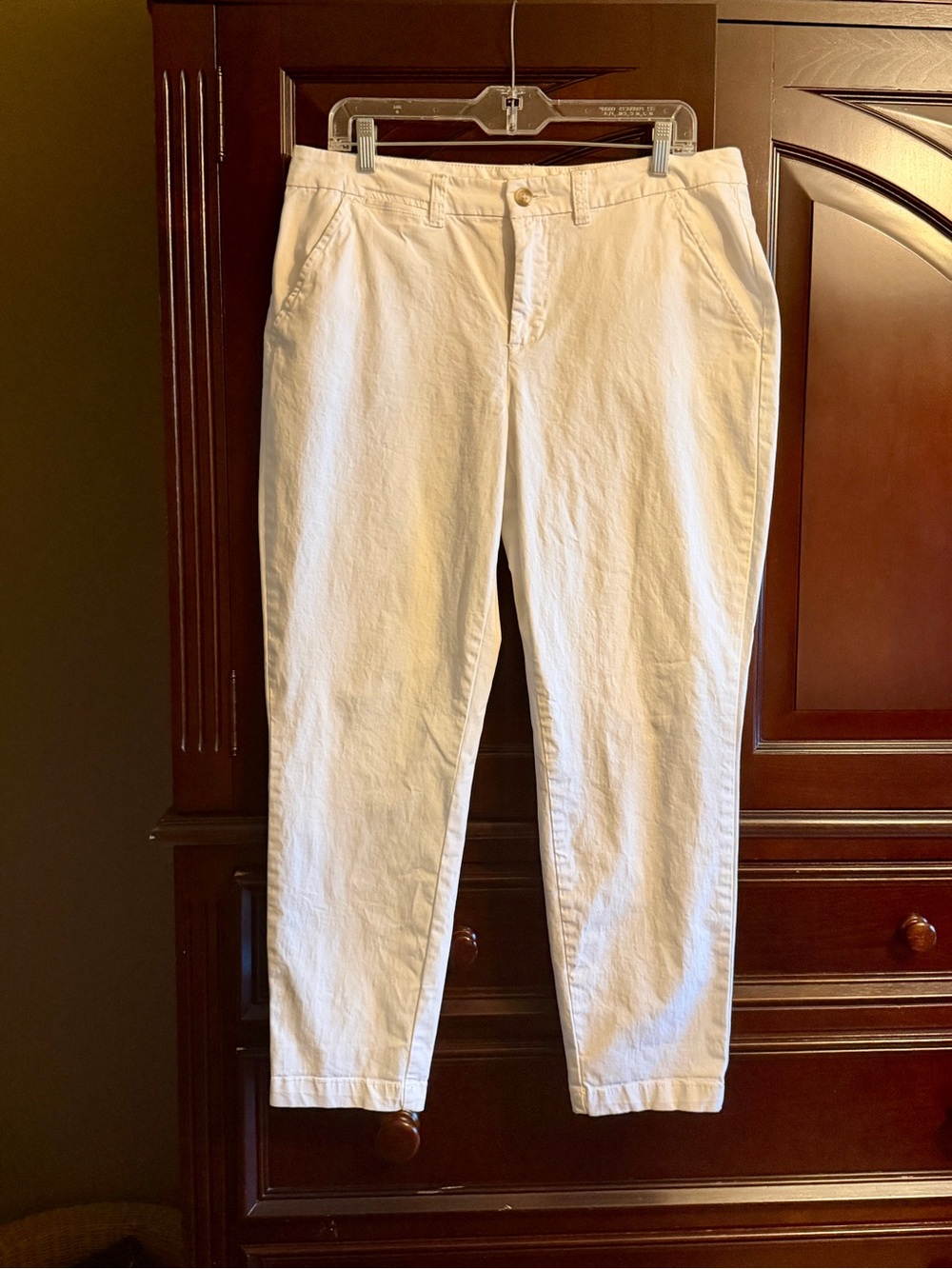 Maison Jules Cream Slim Casual Chino Pants